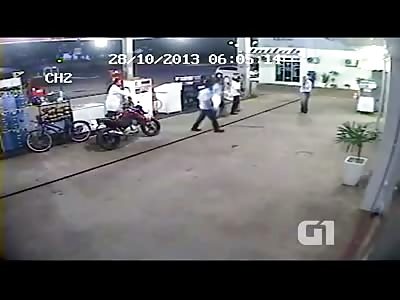 Man in White Coat Shoots a Man Dead at a Gas Station
