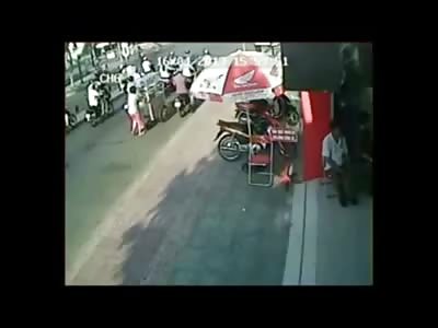 Man Mows into a Crowd of People Like He Doesn't give one Fuck