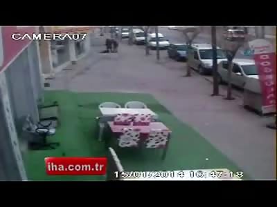 Cameras Captures Woman Fatal Impact from Fall in Turkey
