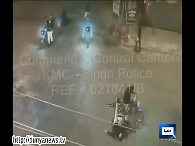 Police Officer on the back of Bike is Shot to Death..Bleeds out from his Head into the Street