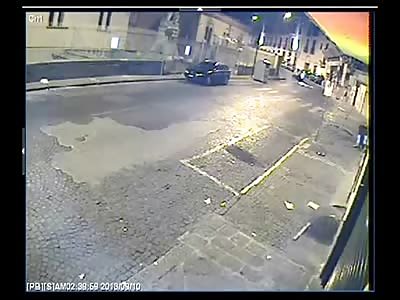 Lone Pedestrian on the Sidewalk is Brutally Run over and Killed by out of control Car