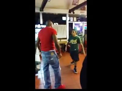 Little Dude with Some Issues Gets KTFO in a Taco Joint