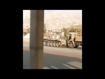 Solider is Crushed between Tank and Truck (Zoom at End)