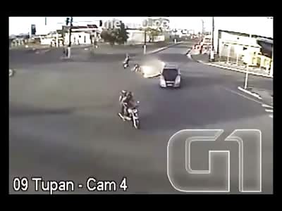 Motorcyclist Basically gets Obliterated by Speeding Car