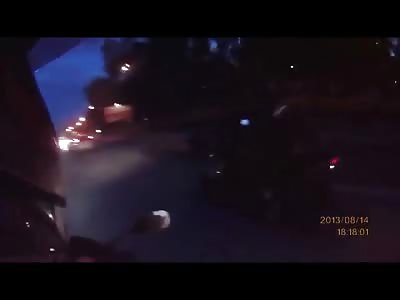 Motorcycle bullies Car....and Then
