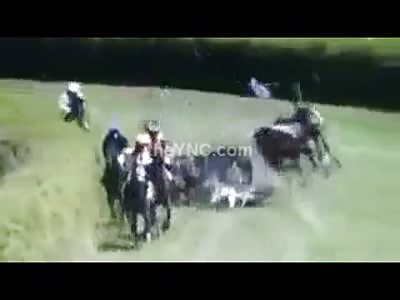 Wrong Way Horses Horrific Head on Collision during Race