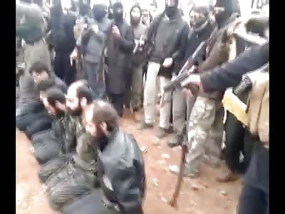 Absolutely Brutal NEW Execution of Syrian Soldiers..they are Shot until their Heads Explode in the Dirt