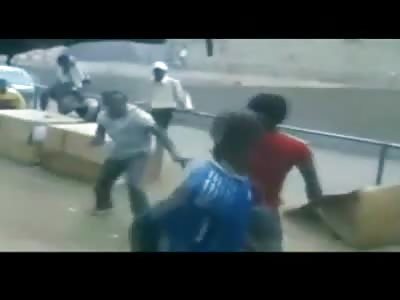 Aggressor gets KTFO Cold and Thrown off a Bridge by Dude he was Bullying