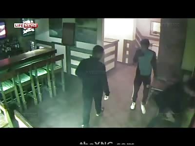 Fistfight turns into Gunfight at Very Close Range in Russian Nightclub