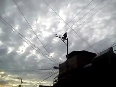 Man Contemplating Suicide Has the Electrical Line Make the Decision for him....BOOM!
