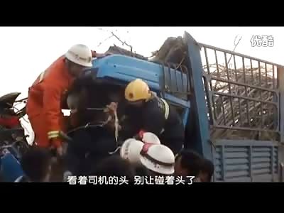 Tree Impaling a Truck Driver in China