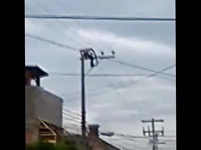 Suicidal Man or Just Straight up Moron gets Electrocuted and Thrown From Pole...Either way Hes Dead Now