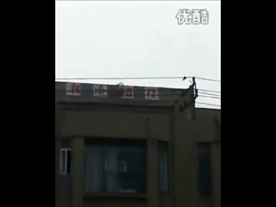 Naked Chinese Dude Has had Enough with Life....Jumps!!