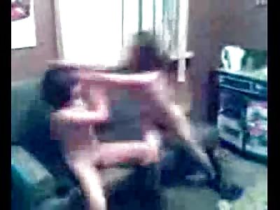2 Naked Women Fighting While Guy Filming Laughs and Hands one a Bat