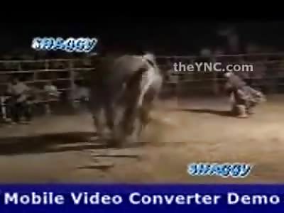 Very Brutal Rodeo Death..Man is Continuously Hammered into the Ground by a Very Angry Bull (The Man Died) 