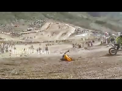 Horrific Accident in Motocross Shows Rider Being Trampled by Multiple Bikes after Paralyzing Accident