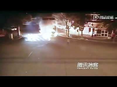 Incredible Car Accident Shows Car Burst into Flames after Rolling Over then Man on Fire Crawls out of Vehicle