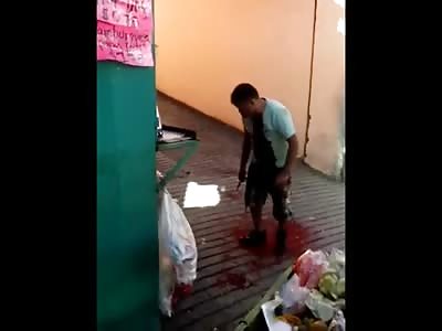 Horrible Bloody Suicide, Man Cuts His Own Throat