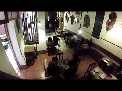 Smooth and Quick Assassination of a Man Eating in a Restaurant .. Head Shot
