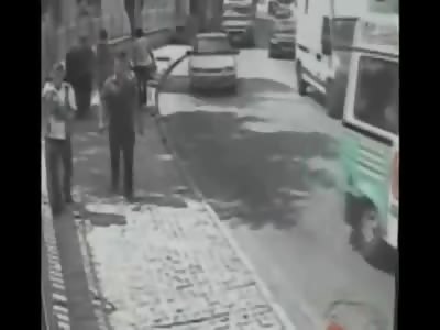 2 Turkish Woman out for a Stroll get Blasted by out of Control Car (One Woman Killed) 