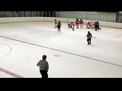 Hockey Player Getting Bested by a Girl Does what Anyone Would do....He Hits her over the Head with his Stick