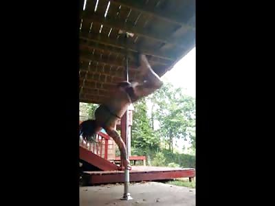 Stripper Smokes a Bong then does What Strippers Do..Some Pole Work 