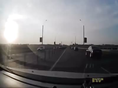 INCREDIBLE Accident between Motorcycle and Car on the Highway