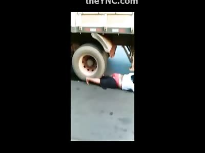Woman in Total Hell with Leg Ripped Apart by Truck...the Truck Rolls Off of Her as She Screams 