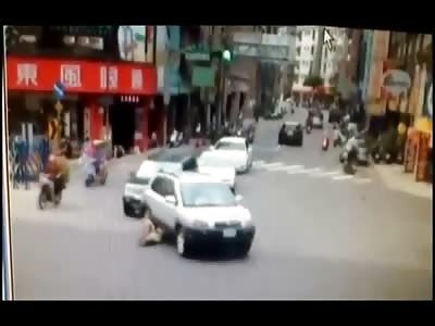 Drunk Chinese Woman makes Terrible Attempt at Suicide and Almost Succeeds 