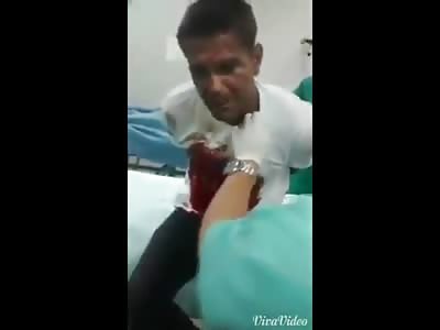 Man is Horribly Wounded by Rifle Shot to the Mid Lower Chest