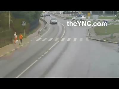 Girl is Violently Struck by a Car While Crossing the Road