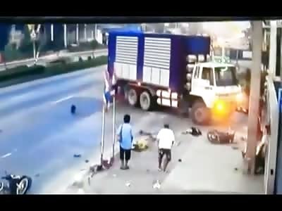 Big Truck makes Short Work of a Scooter in Horrific Accident