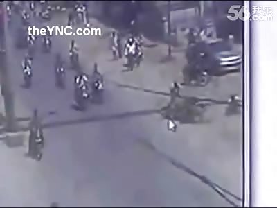 Incredible Video Shows Rider is Beaten to Death with Bricks When he Accidentally Hits Two Walking Gang Members