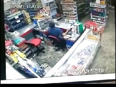 Store Clerk in the Blue Shirt is Blown away in this Violent 12 Gauge Murder