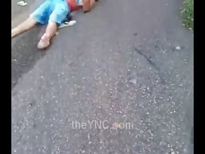 Thief is Beaten Begging for his Life While he Pisses Himeself
