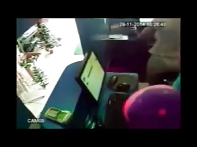 Thief with Toy Gun Doesn't Compare with Shop Owners Fighting Skills and then a Police Officers Fatal Bullet