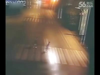 Wow...Pedestrian is Blasted by Car in Front of his Helpless Friend 