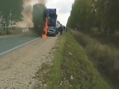 Trapped in A Burning Car after Truck Accident