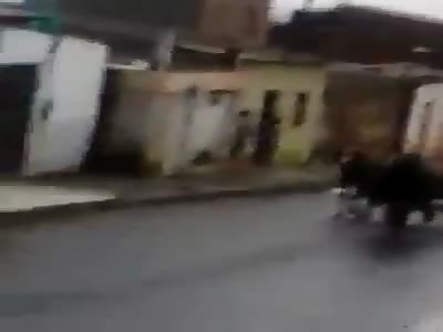 Man is forced to pull wagon after hitting horse