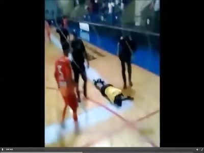 Futsal referee faints after flying kick to the face