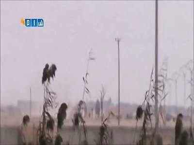 Syrian Soldiers Flying High After Huge Explosion