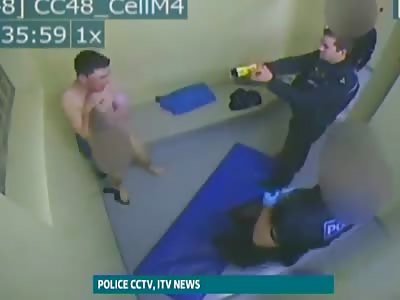 Shocking CCTV  Police Officer Filmed Firing Taser at Naked Man 