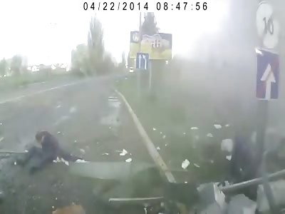 Dash Cam Captures Gas Station Explosion in Kiev