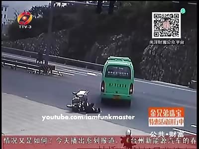 Man's head crushed by bus wheel