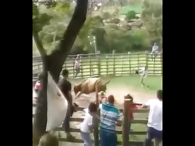 Bull Rider is Launched Across the Pit by an Angry Bull (Slow Motion Added) 
