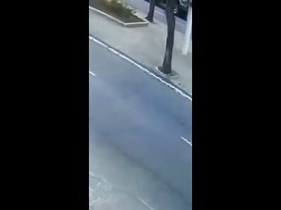 Motorcyclist Misses a Tree 