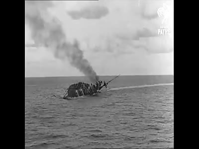 Vintage Death Footage The capsized ship HMS Barham exploding as hundreds of sailors try and escape