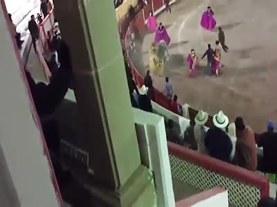 Man is Attacked by a Bull after the Bull takes Down his Horse 