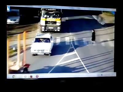 Woman Dies a Terrible Death as Blind Truck Driver does not See Her at Crossing...