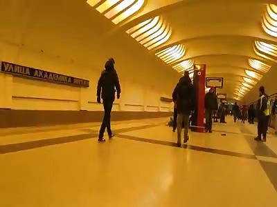 Russian faggots take dancing lessons in the subway.